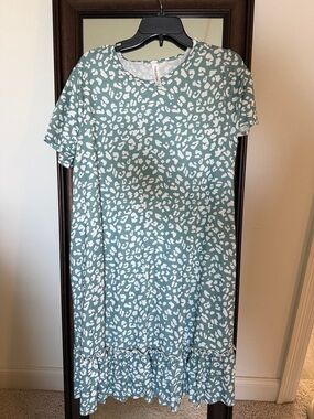 Tickled Teal Mint Teal Abstract Leopard Print Dress